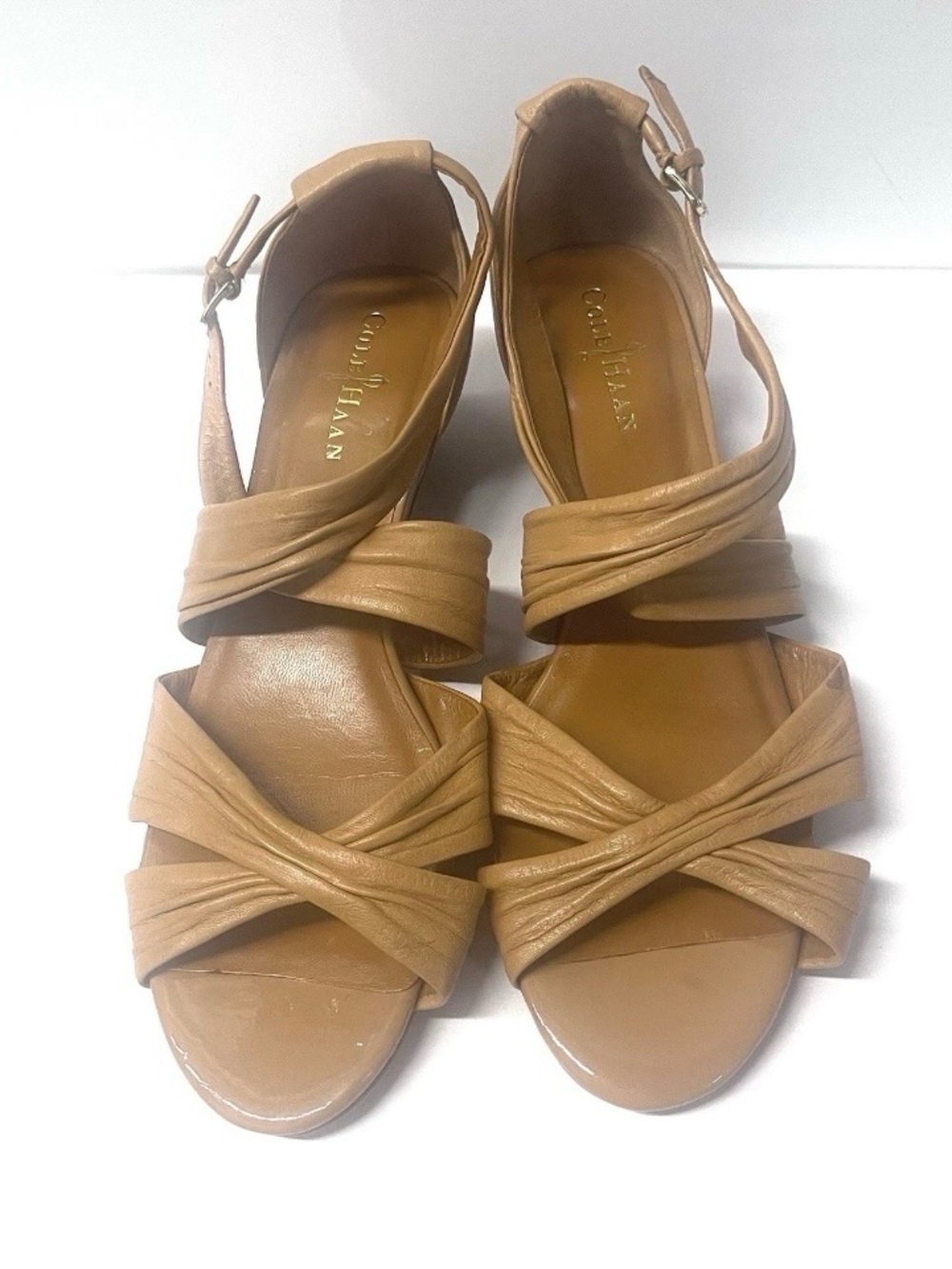 Cole Haan Leather Strappy Low Wedge Sandals Women's size 9 Comfort Shoes